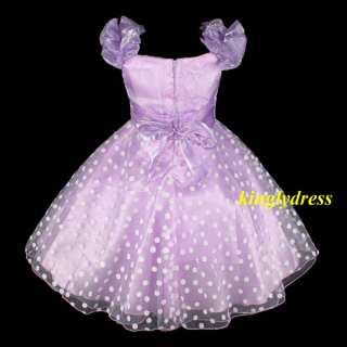 NEW Flower Girl Pageant Wedding Bridesmaid Princess Dress Lilac Set SZ 