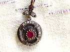 RUBY WITH ZIRCONS ANTIQUE INSPIRED STERLING PENDANT