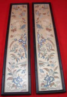 Antique CHINESE BLIND STITCH EMBROIDERY WALL PANELS Hand Design Seed 
