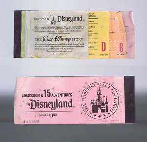 Disneyland vintage 1970s Used Ticket Booklet #F263385 +  