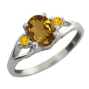   Ct Oval Whiskey Quartz and Yellow Citrine 18k White Gold Ring Jewelry