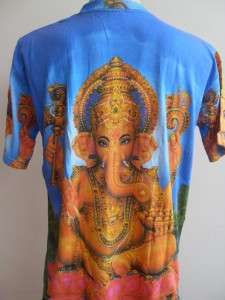 Ganesha Ganesh Meditation Men T Shirt OM Hindu India Blue M L  