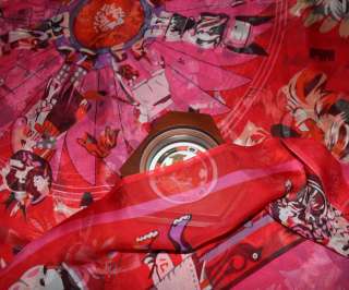 100% pure silk chiffon sell by 135cm *135cm , scarf fabric, red  