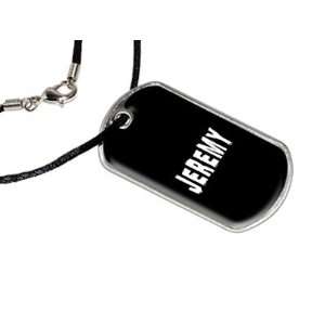  Jeremy   Name Military Dog Tag Black Satin Cord Necklace 