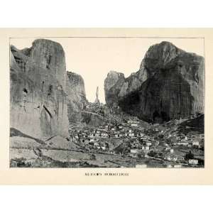  1904 Print Meteora Monasteries UNESCO World Heritage 