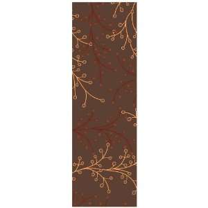   Brown Gold Floral 3 x 12 Runner Rug (ATH 5052)