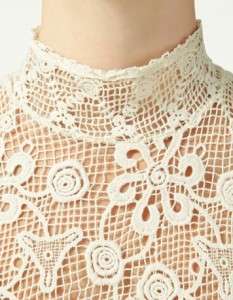 2011 Zara white crochet cotton lace maxi dress M Medium  