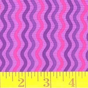  45 Wide Fun Time Wave Purple/Fuschia Fabric By The Yard 