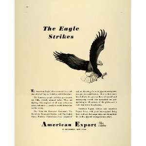  Ad American Export Airlines Flying Boats Cargo Ships WWII Bald Eagle 