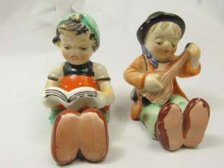 Vintage Music Book Girl Boy Banjo Figurines Japan  