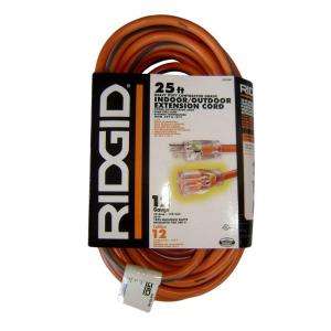 25 ft. 12/3 Ridgid Heavy Duty Indoor/Outdoor Extension Cord
