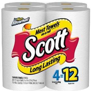  Scott, Long Lasting Roll (3X Regular), 1 Ply, White 