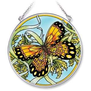 Amia 6128 Butterfly Design Hand Painted Glass Suncatcher with Chain, 4 