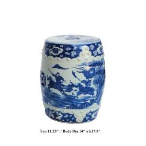   Blue & White Porcelain Round Stool Ottoman Ass896 Furniture & Decor