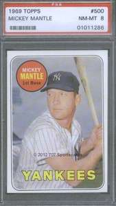 1969 Topps 500 YL Mickey Mantle PSA 8 (1286)  
