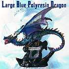 Large Size Avator Blue Polyresin Fantasy Dragon with LED Light Up 