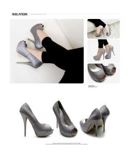 NEW Womens Shoes Platform Stilettos High Heels Pumps Glitter Multi 