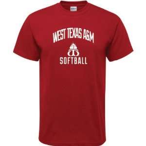 West Texas A&M Buffaloes Cardinal Red Softball Arch T Shirt