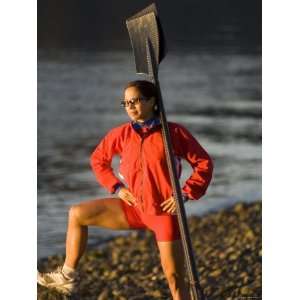 com Woman Standing with Oars Leaning Against Her Shoulder, Bainbridge 