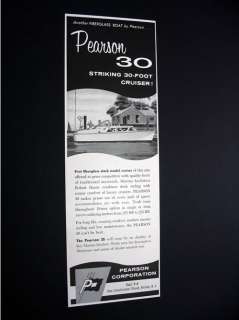 Pearson 30 ft Cruiser Boat yacht 1960 print Ad  