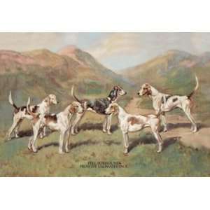  Fell Foxhounds 28X42 Canvas Giclee