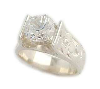 ct CZ French Mount Silver Hawaiian Engagement Ring  