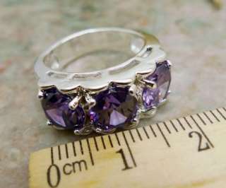 R1463 JEWELRY AMETHYST SILVER COCKTAIL RING #6  