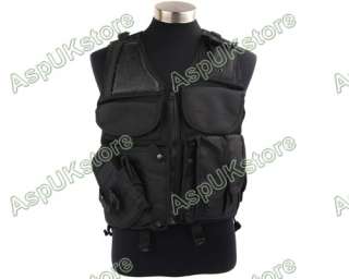 Airsoft Tactical Combat Hunting Vest w/ Holster Black A  