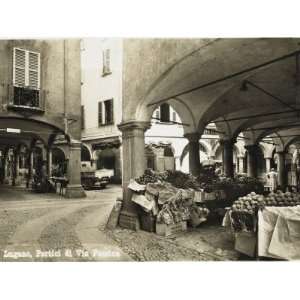 Section of the Marketplace at Pessina Street, Lugano, Switzerland 