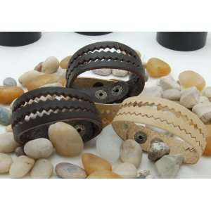  Leather Wristband 75004 in Brown