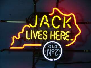 JACK DANIELS JACK LIVES HERE KUNTUCKY BEER BAR PUB NEON LIGHT SIGN 