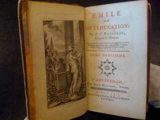 Emile ou de Leducation by Rousseau 1762 1st Ed  