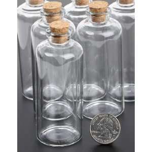  Set of 6 Small Glass Jar Bottles with Cork Stoppers   Size 