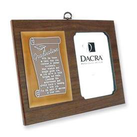 New In Box Wood Base Graduation Glass 5x7 Photo Picture Frame Plaque 
