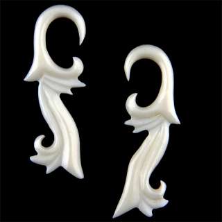 Pair of TRIBAL Floral Bone Ear Plugs Gauges (PICK SIZE)  