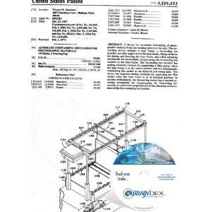 NEW Patent CD for AUTOMATIC FORWARDING MECHANISM FOR PHOTOGRAPHIC 