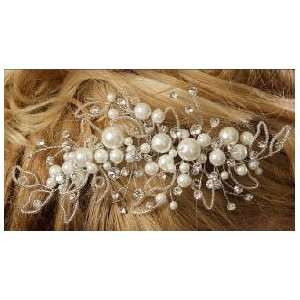    Pair of Bridal Combs with Pearls and Rhinestones 8052 Beauty
