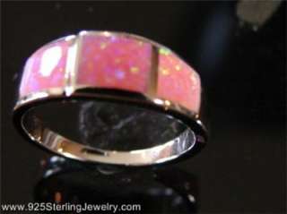 PINK FIRE OPAL .925 STERLING SILVER BAND RING s# 10 (8)  