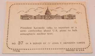 1960 S JFK John F Kennedy TCG GUM TRADING CARD #37  