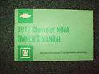1972 Nova owners manual ORIGINAL, SS