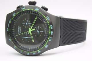 New Swatch Irony Green In Dark Chronograph Men Rubber Band Watch 