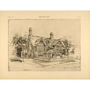 1905 Print Titisville Pennsylvania Home Sketch Architecture Jackson 