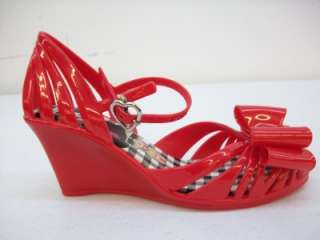 Harajuku Lovers Red Bow Yipee Ankle Strap Wedge Sandal   Size 5  
