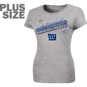 New York Giants Plus Size Womens Heathered Grey 2011 NFC Conference 