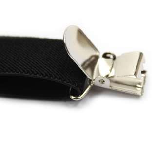 Clip on Braces Elastic Y back Suspenders Black 71*1inch  