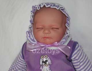 Baby Doll Vinyl Face Soft Body Purple and White with Poodle Motif 