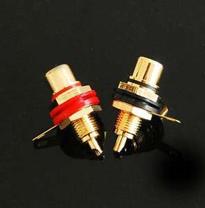 PAIR,GOLD RCA CONNECTOR FEMALE CHASSIS SOCKET CRADLE,2212  
