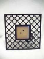   JEWELED PHOTO FRAME 7 x 7 Square Free Standing holds 3 photo  