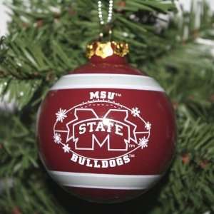   State Bulldogs 2011 Snowflake Glass Ball Ornament