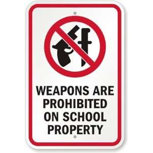 Weapons Are Prohibited On School Property (with No Gun & Knife Symbol 